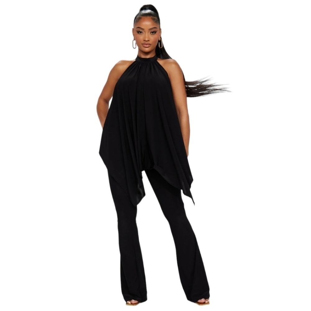 Fashion Nova Black Flare Jumpsuit